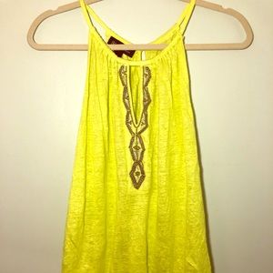 Beaded INC Yellow halter top.